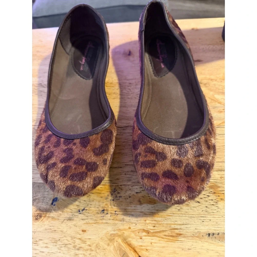 American Rag Cie Celia Leopard Print Ballet Flats Womens Size 10 Brown Tan Black